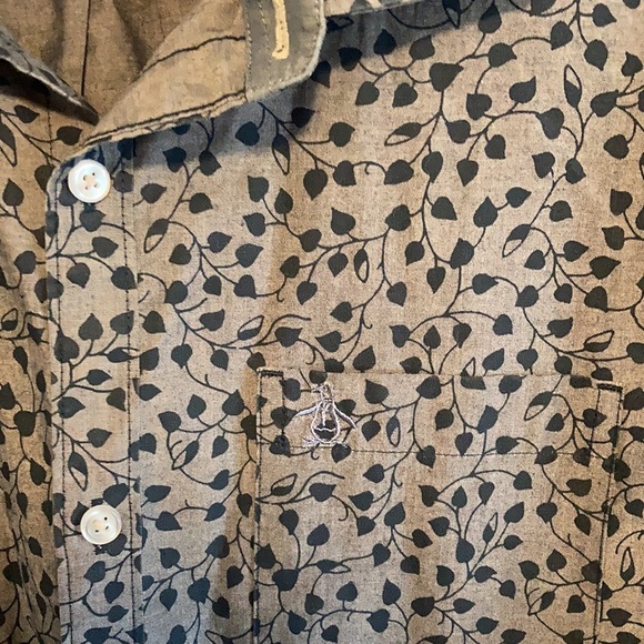 Original Penguin by Munsingwear Large Heritage Slim Fit Button Up Blue Ivy Shirt - Picture 3 of 5